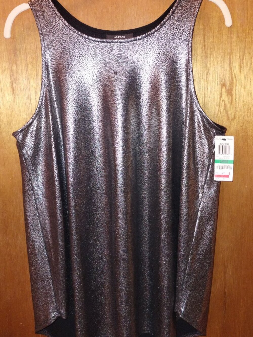 Alfani Metallic Silver Dressy Tank Top